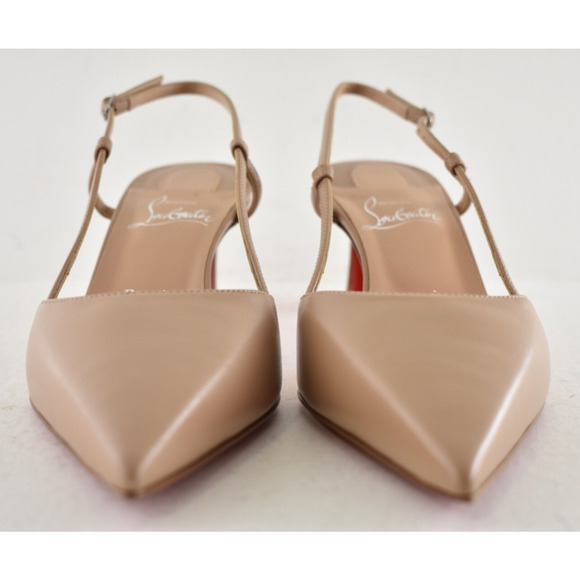 Christian Louboutin Condoroline 55 Blush Nude Leather Slingback Heel Pump 38 - Picture 7 of 13